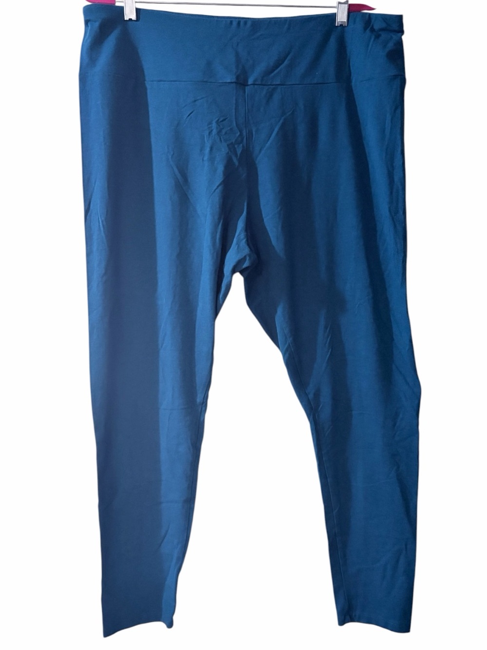 Ava & Viv Plus Size Solid Blue Cotton Blend Full Length Leggings